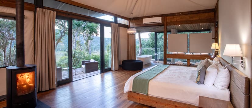 Luxury tented suite interior at Settlers Drift, Kariega