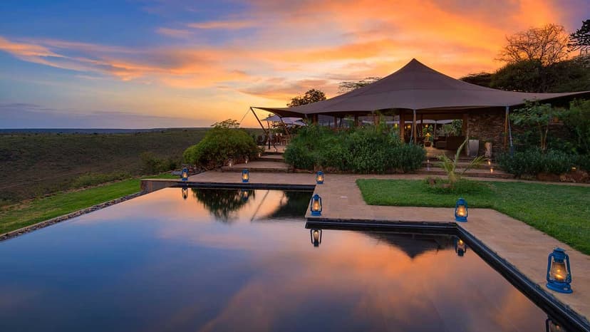 Infinity pool with Mount Kenya views at Loisaba Tented Camp