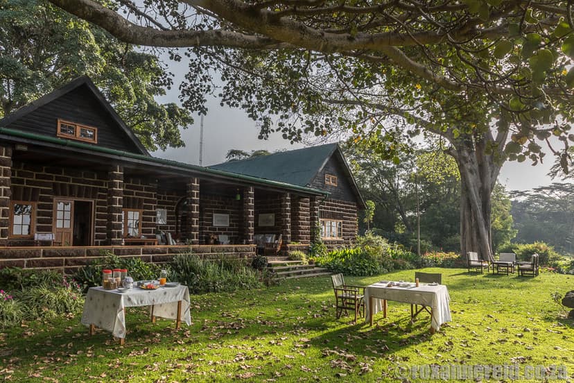 Colonial farmhouse gardens on the shore of Lake Naivasha