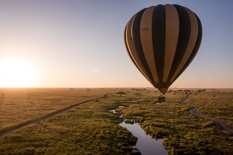 Hot-air balloon safari at sunrise over the Lowveld