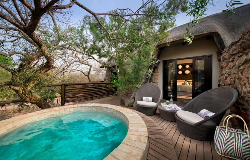 Private plunge pool at Phinda Mountain Lodge overlooking the reserve