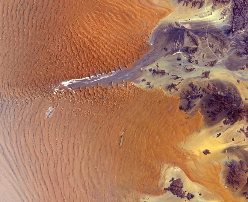 Aerial view over the Namib Sand Sea, Namibia