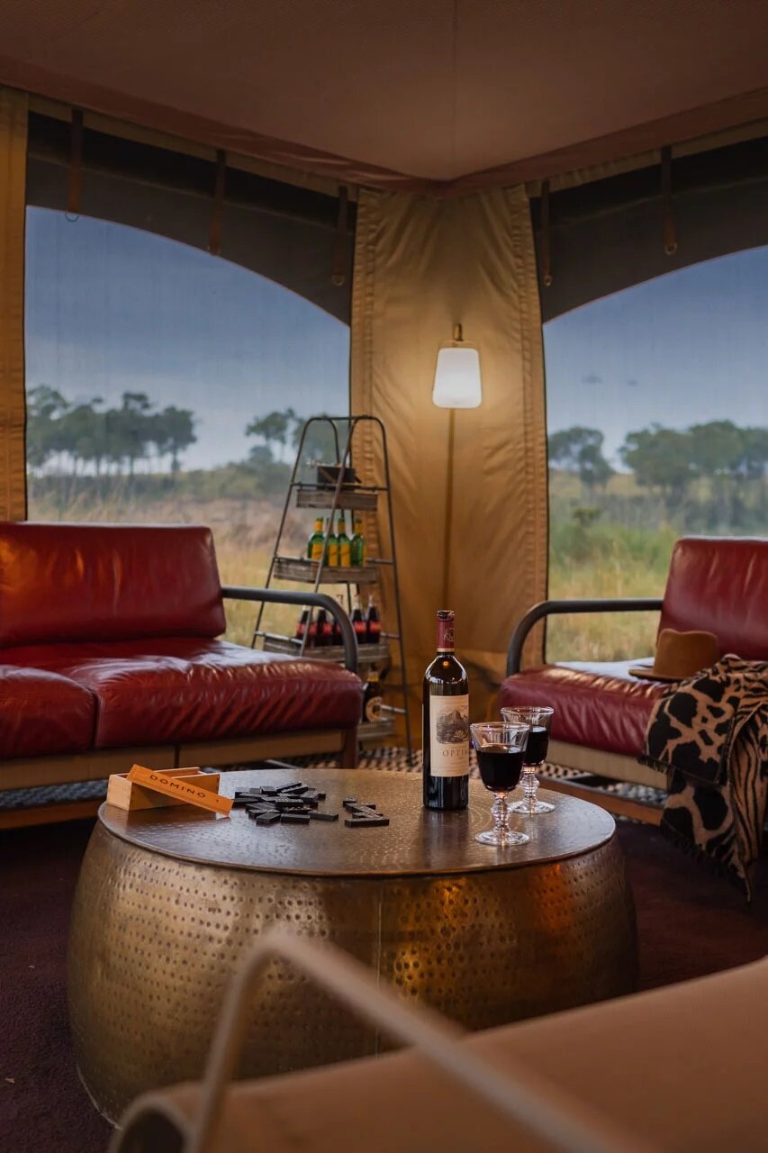 Suite lounge with sweeping Masai Mara views at Angama Mara
