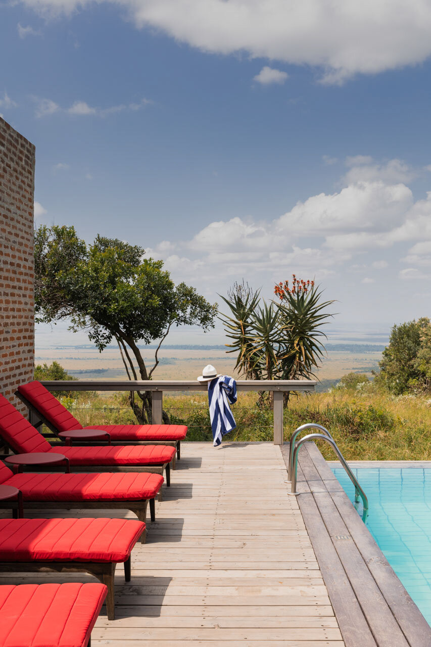 Rim-flow pool on the escarpment edge at Angama Mara